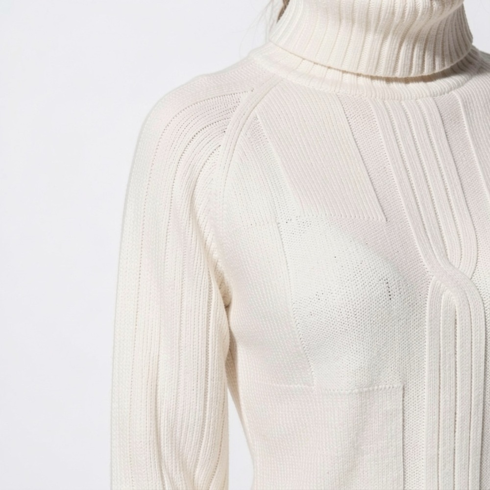 Veirjen Cream Cable Knit Turtleneck Sweater Women's Medium - Picture 4 of 10